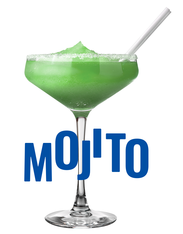Mojito flavour Atomic Ice mocktail slush in a cocktail glass