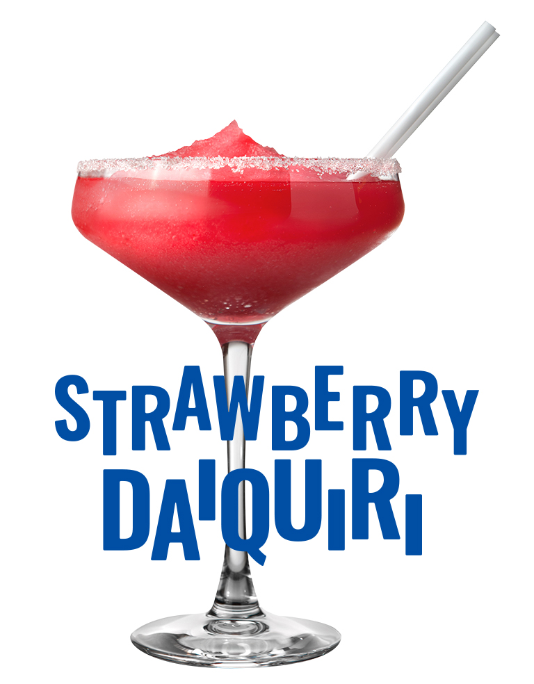 Strawberry Daiquiri flavour Atomic Ice mocktail slush in a cocktail glass