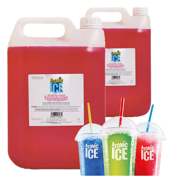 Slush syrup 2x5L – Atomic Ice Strawberry, naturally flavoured, natural colours